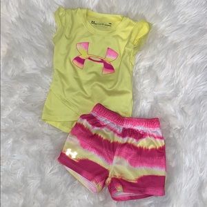 Under Armour yellow and pink set 18 months